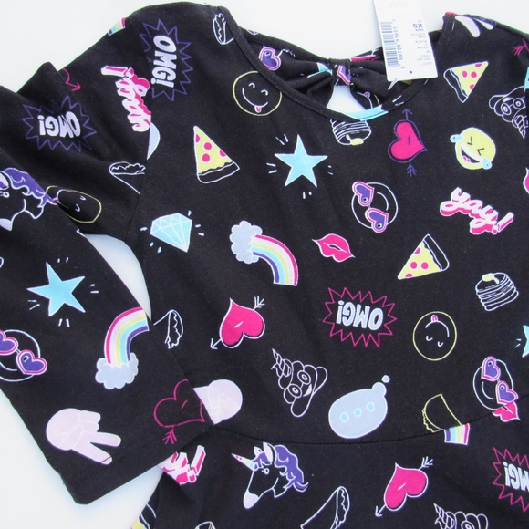 Children's Place Girls Emoji Dress XS 4 - Picture 2 of 8